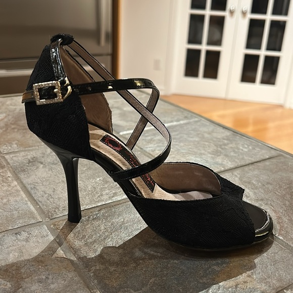 Natural Spin Ballroom 3” height heels dance shoes. Black lace. - Picture 3 of 9